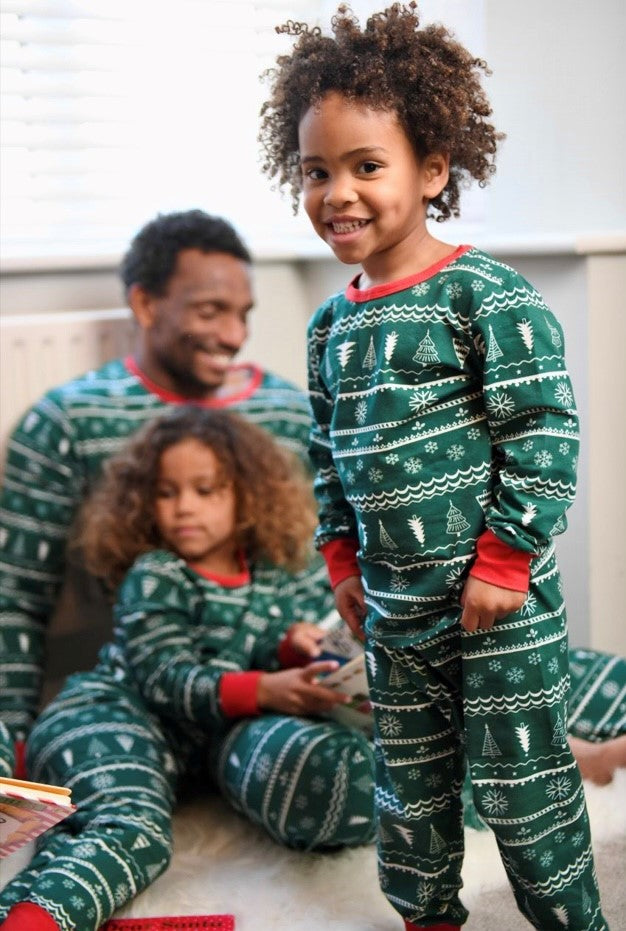 Kids Green Christmas PJs