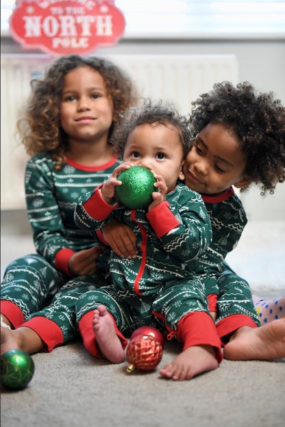 Kids Green Christmas PJs